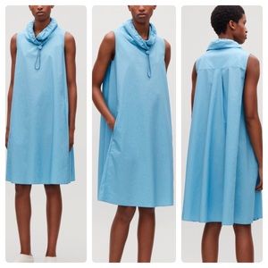 COS Drawstring A-Line Sleeveless Dress Blue Casual Women’s Size Medium